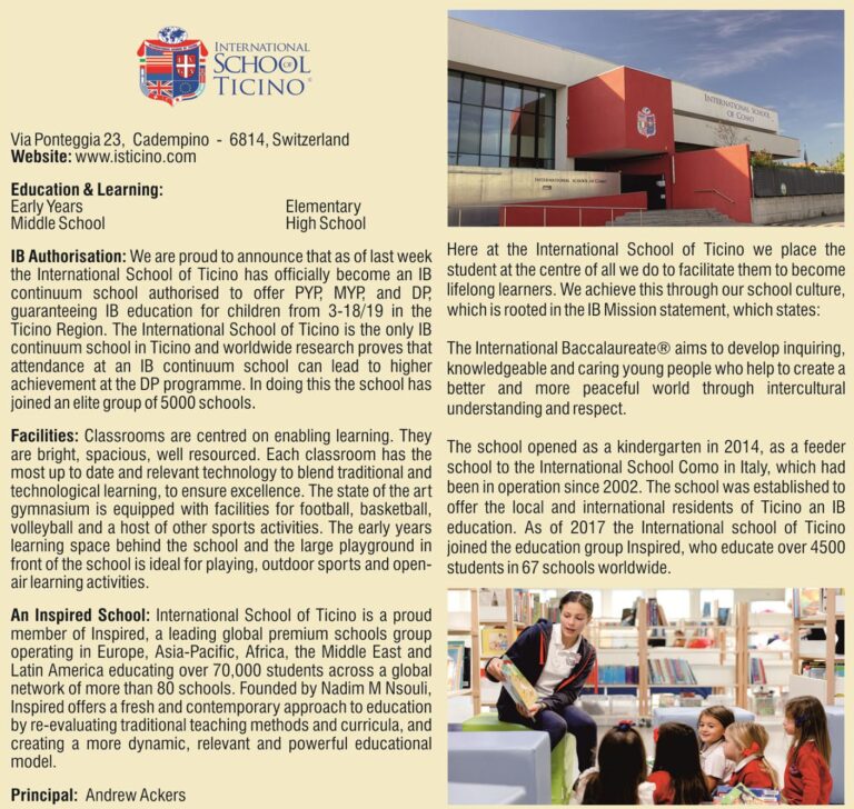 International School of Ticino, Switzerland