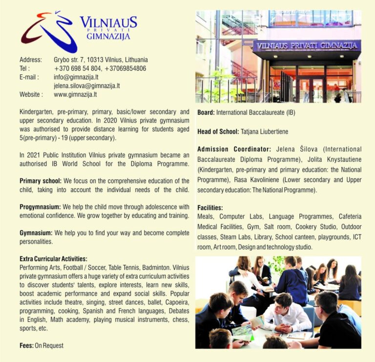 Vilniaus Private Gymnasium Lithuania